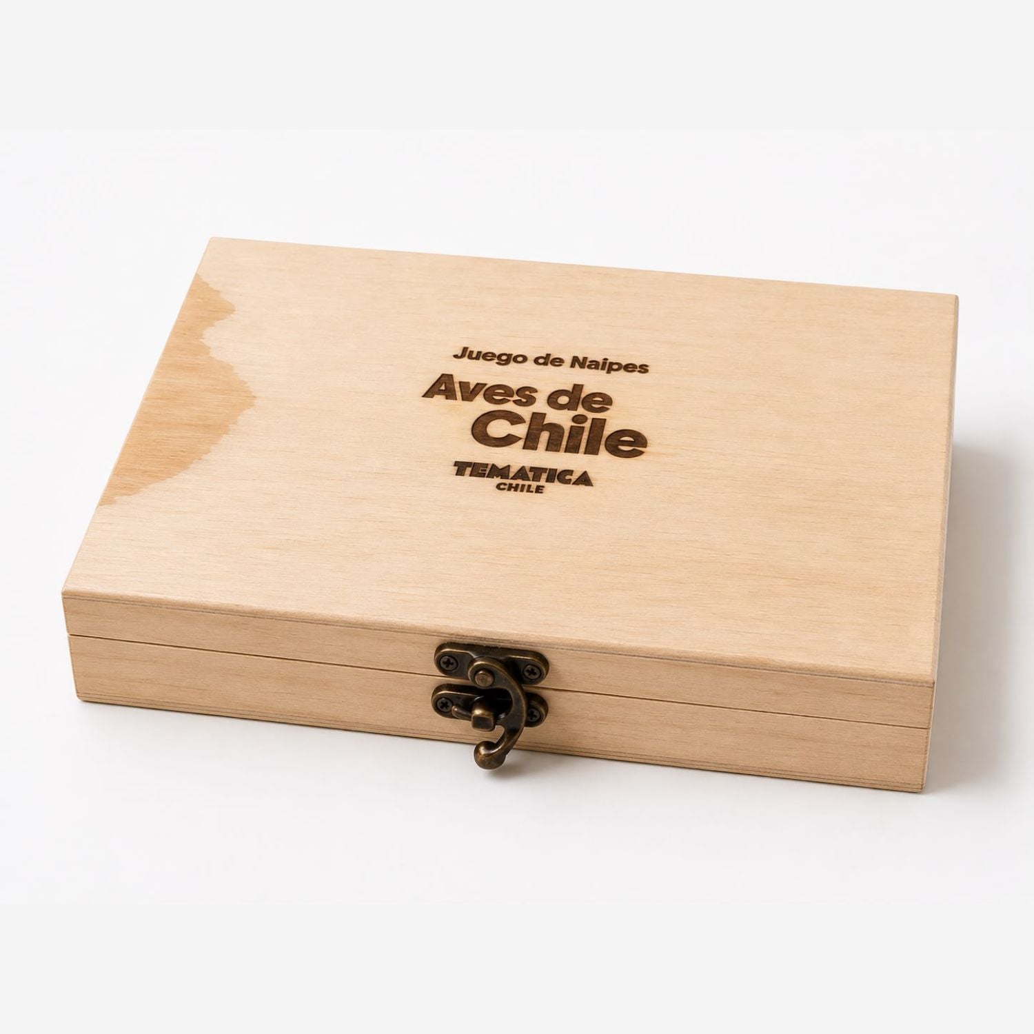 Juego de naipes Aves de Chile + mini croquera con estuche de madera