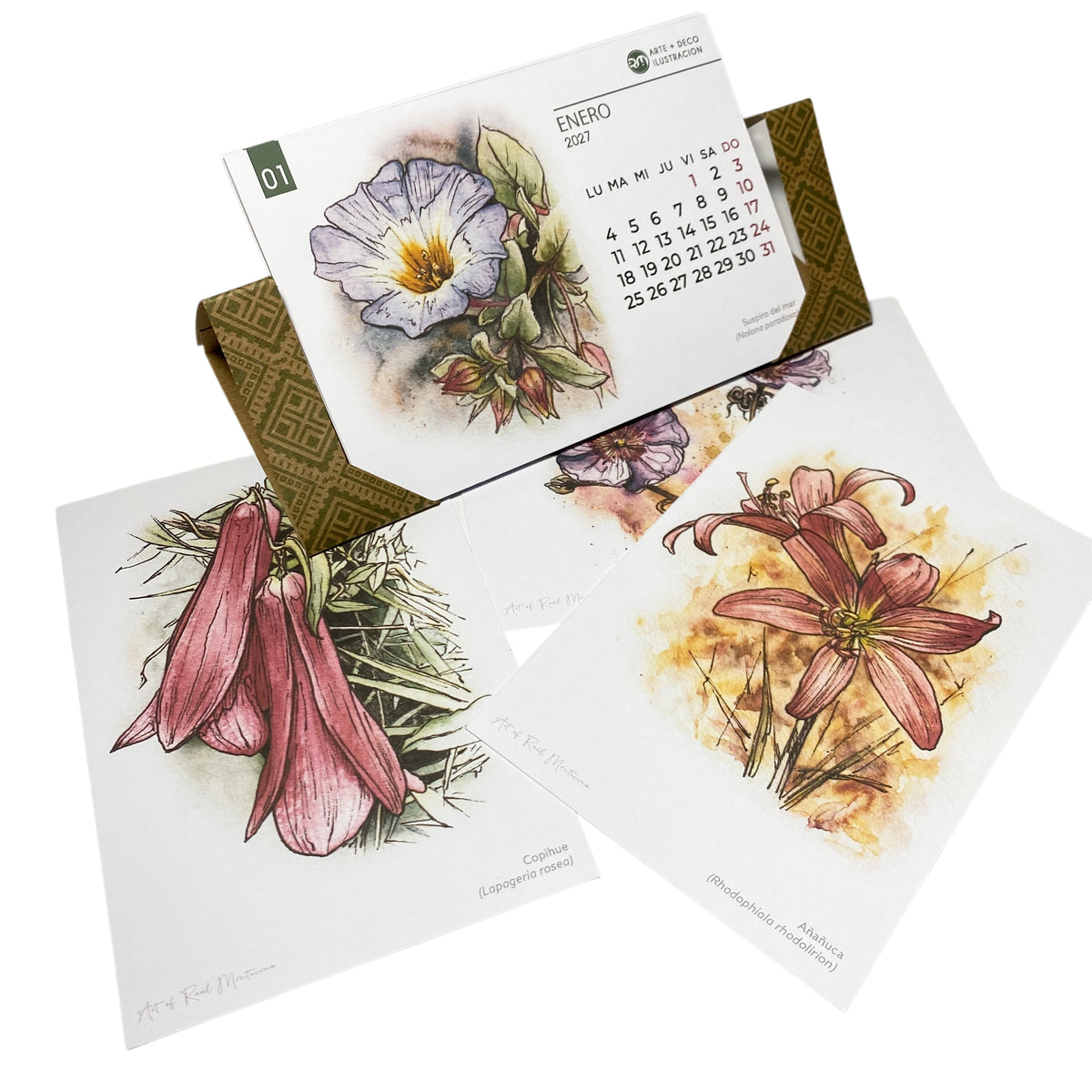 Calendario de escritorio 2027 - Flores de Chile