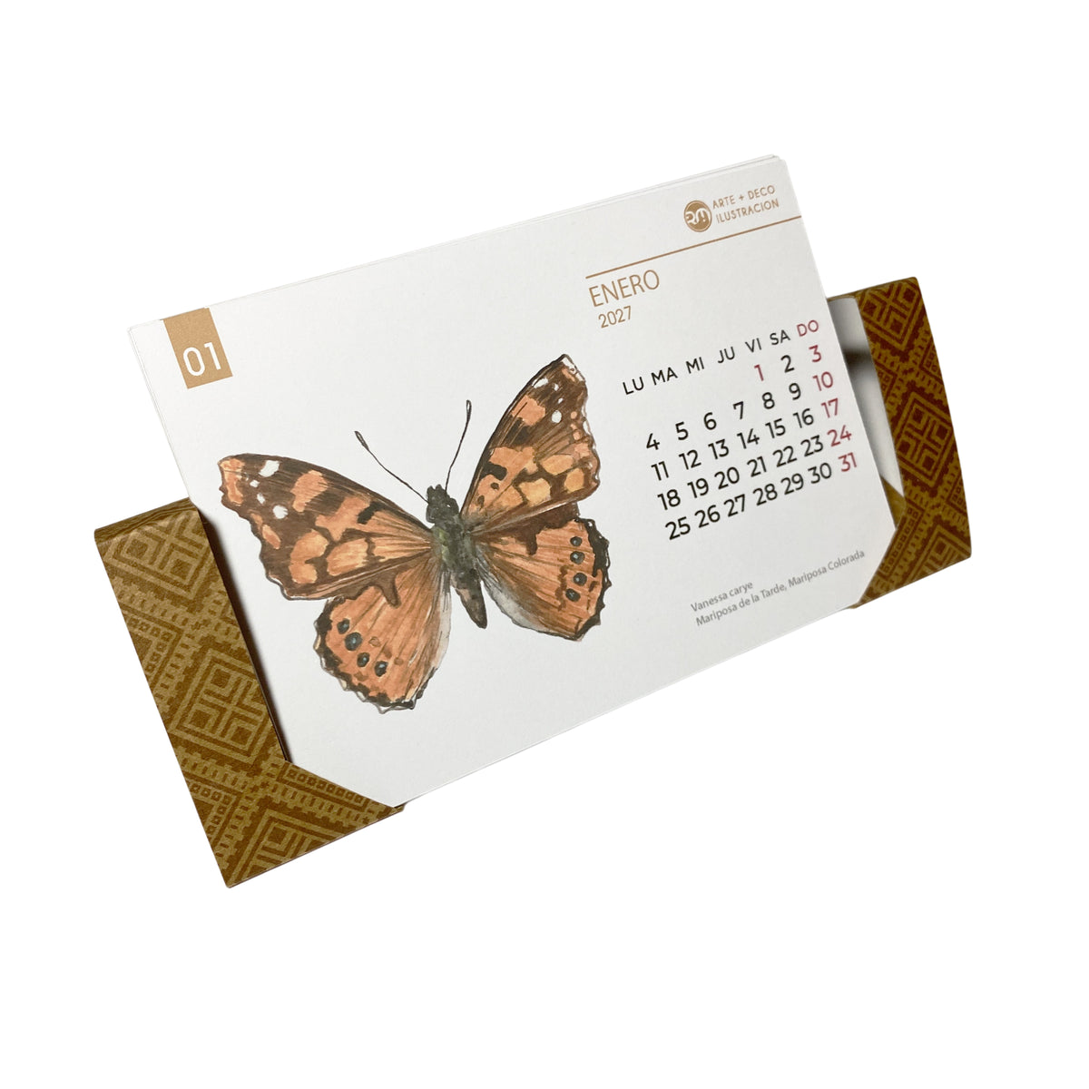 Calendario de escritorio 2027 - Mariposas de Chile
