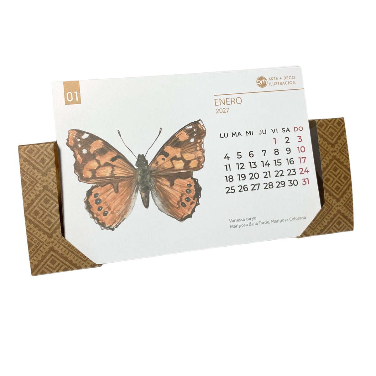 Calendario de escritorio 2027 - Mariposas de Chile