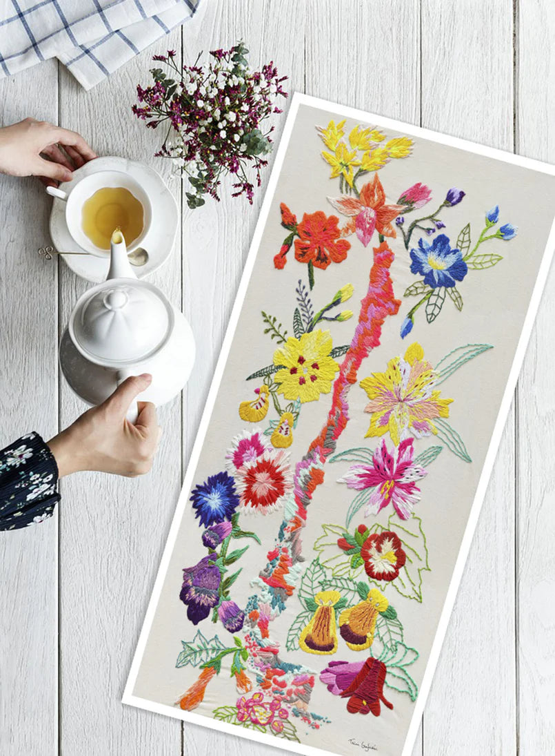 Mapa ilustrado - Y tu Campo de Flores Bordado (lámina)