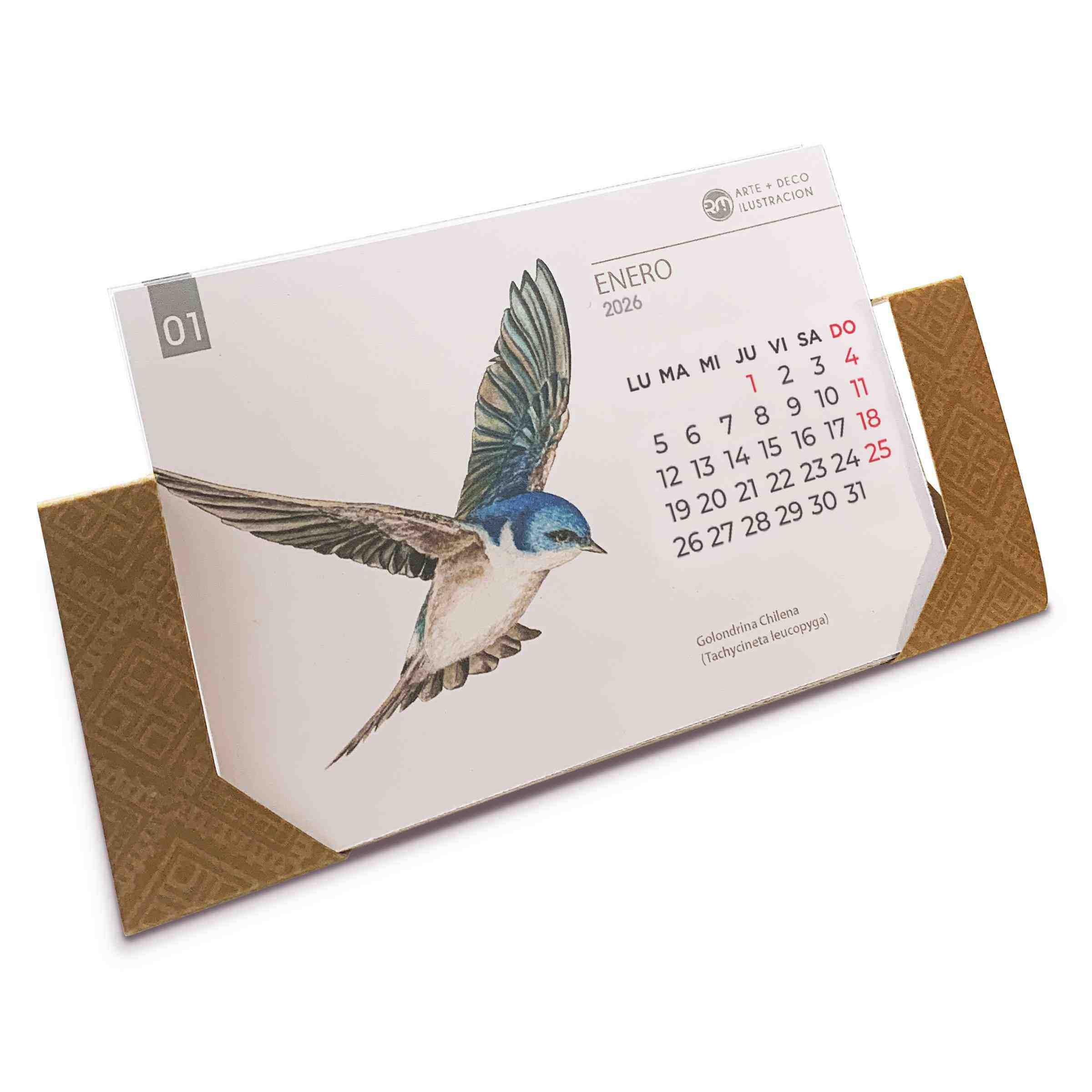 Calendario de escritorio 2026 - Aves de Chile