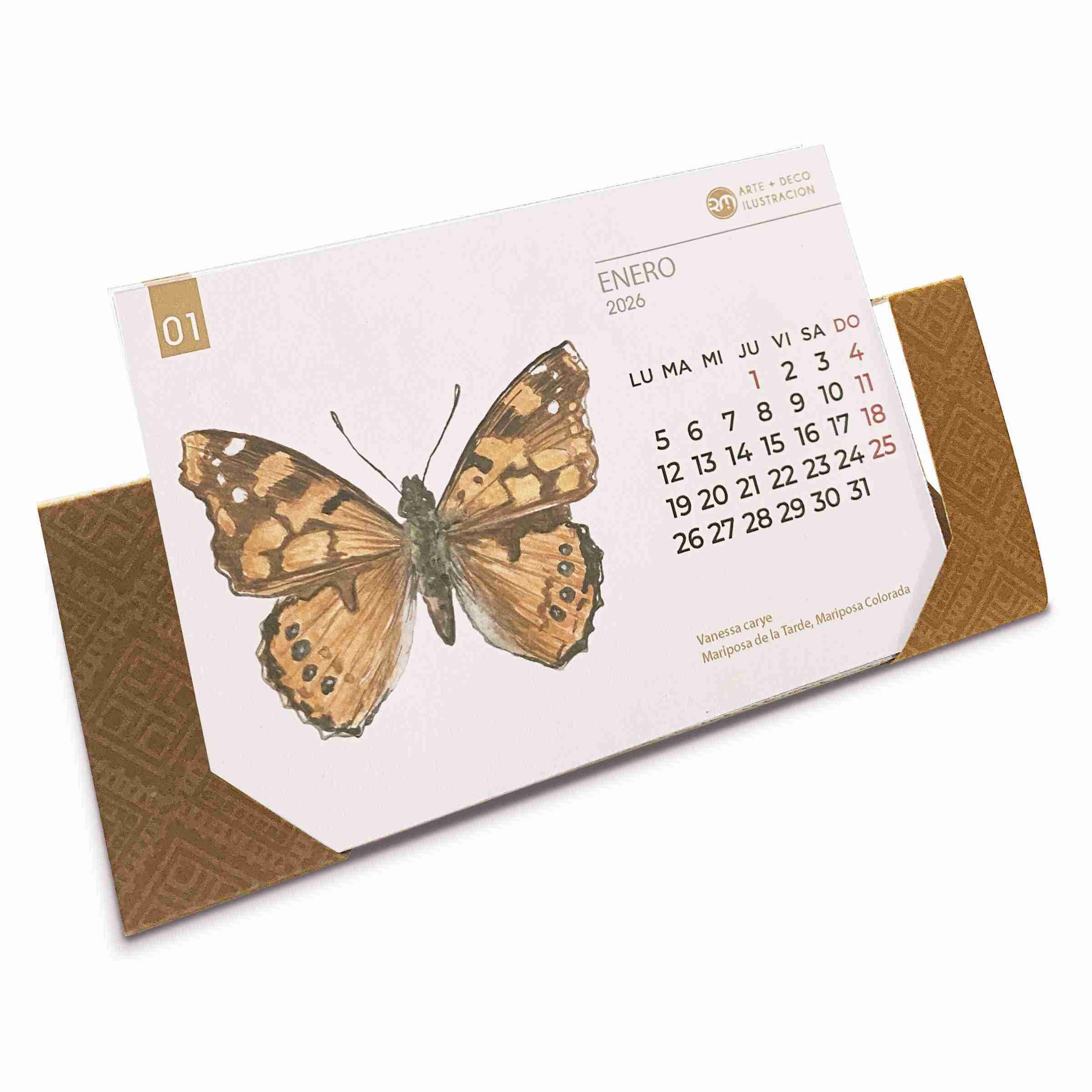 Calendario de escritorio 2026 - Mariposas de Chile